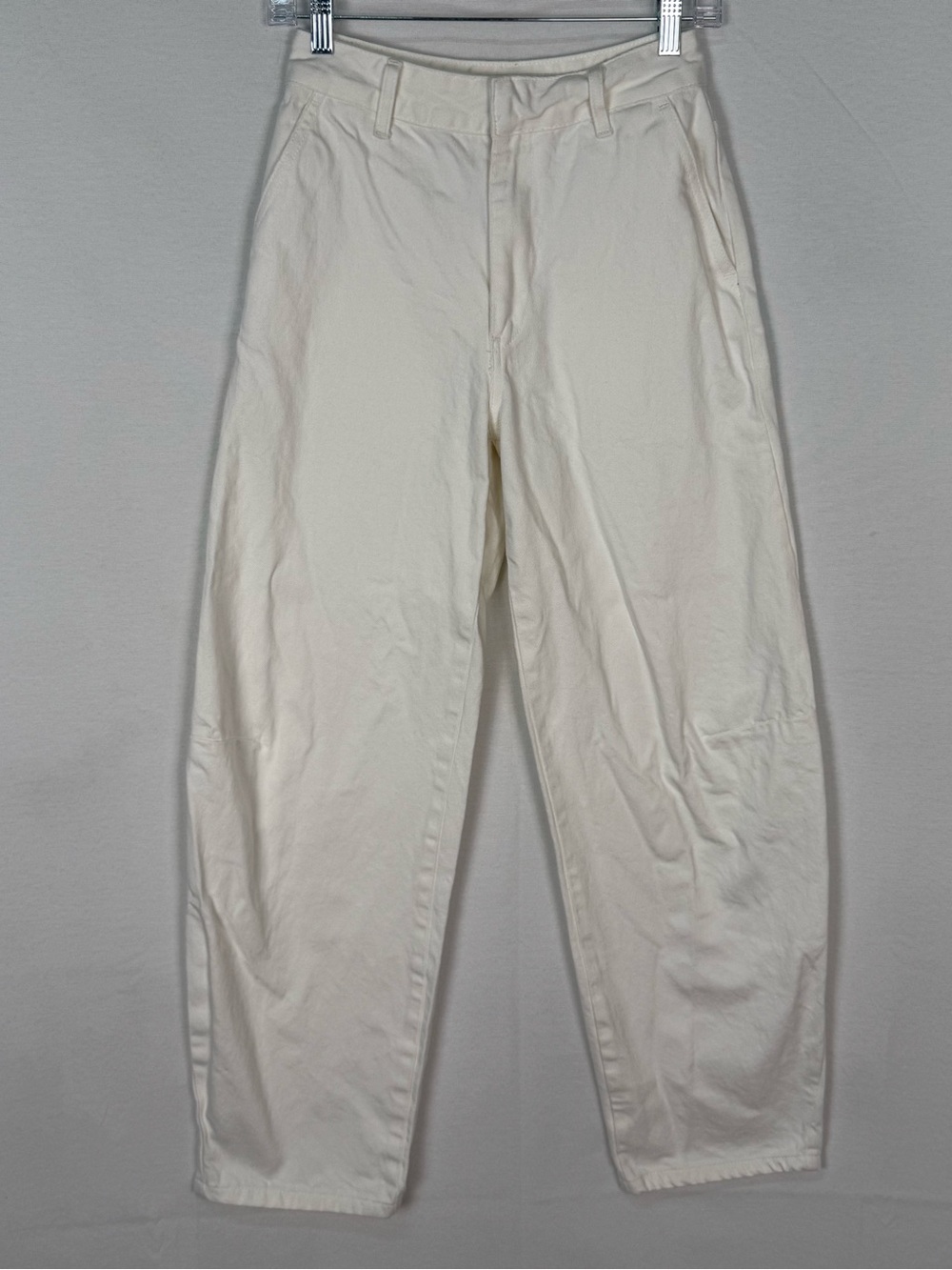 Zara White Cotton Barrel Leg Jeans